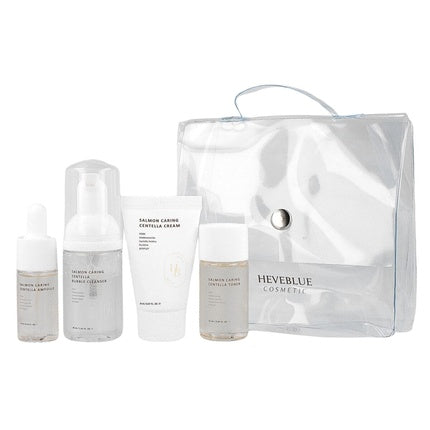 Heveblue Salmon Caring Centella Special Travel Kit Bag - Mini Face Care Cosmetics Set