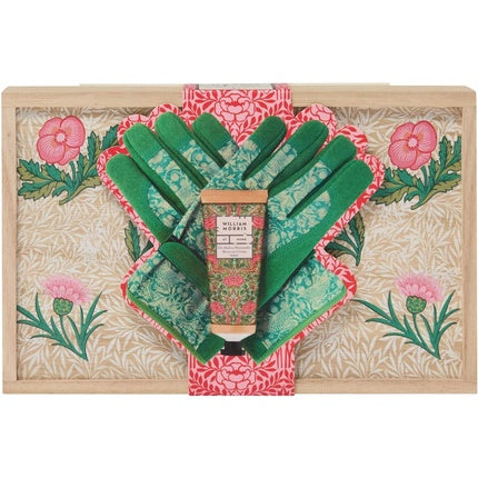 William Morris Hand Recovery Balm 100ml and Gardening Gloves in Wooden Box
