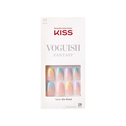 KISS Voguish Fantasy Medium Glue-On Nails Disco Ball Multi Colored 28 Piece Set