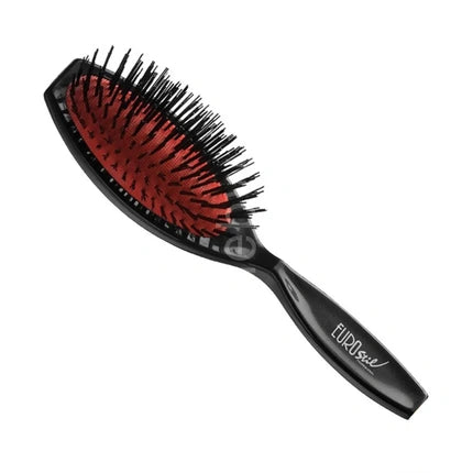 Eurostil Medium Nylon Hair Brush With Rubber Handle Black