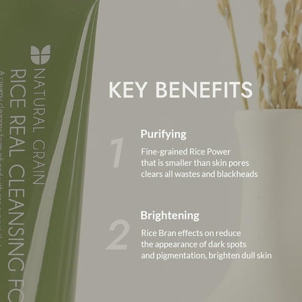 Mizon Natural Grain Rice Real Cleansing Foam 5.07 Fl Oz 150ml