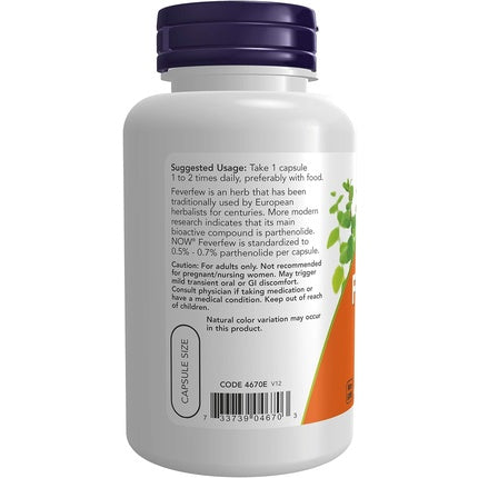 NOW Foods Feverfew Veg Capsules 100ct