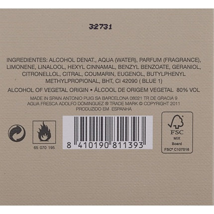 Adolfo Dominguez Agua Fresca Hombre EDT 60ml Vapo