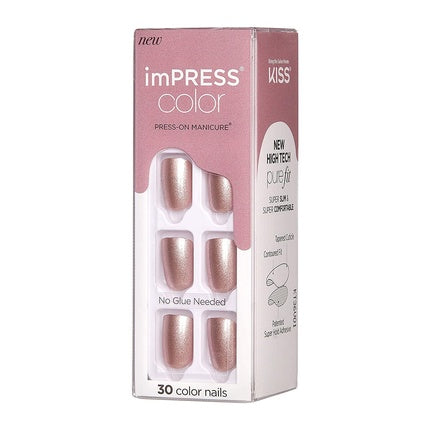 KISS imPRESS Color Press-On Manicure Gel Nail Kit Short Length Champagne Pink