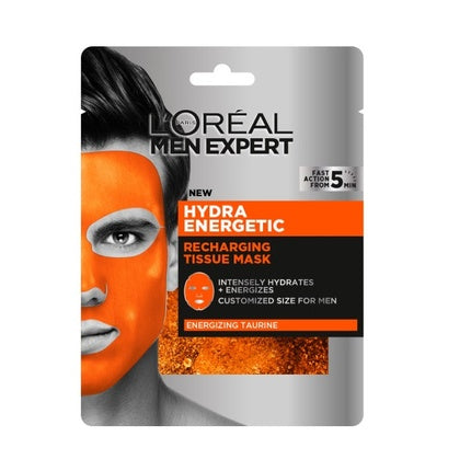 L'Oreal Men Expert Hydra Energetic Recharging Tissue Mask - Energizing Face Mask