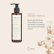 BODHI Coconut and Vanilla Shower Gel 250ml with Exotic Scent Bio Vegan 98% Natural