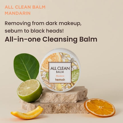 HEIMISH All Clean Balm Mandarin 4.0 fl oz 120ml Cleansing Balm to Oil and Milk Removes Waterproof Makeup Blackheads Refreshing Citrus Scent Natural Color Vegan