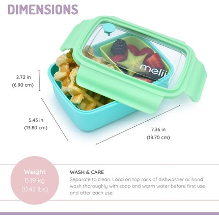 Melii Bento Box with Removable Divider Blue-Mint-Lime 850ml