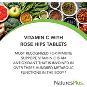 NaturesPlus Vitamin C with Rose HIPS Sustained Release 1000mg Ascorbic Acid 60 Vegetarian Tablets