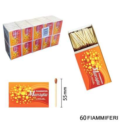 Fiamiferi Marsiglia Kitchen Matches - 60 Packs Of 50 Pieces