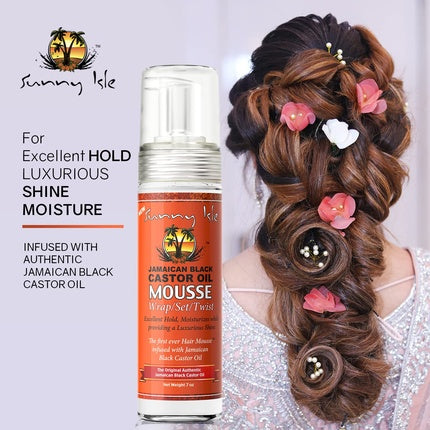 Sunny Isle Jamaican Black Castor Oil Mousse Wrap Set Twist 7oz - Excellent Hold and Luxurious Shine
