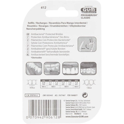 Gum Proxabrush Replacement Brushes Candle 8 St Candle 1.4mm ISO 4