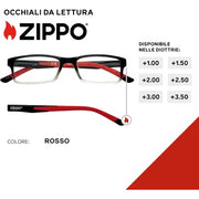 Zippo Reading Glasses with Soft Frame Ideal for Men and Women Black-Red 3.5x