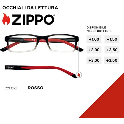 Zippo Reading Glasses with Soft Frame Ideal for Men and Women Black-Red 3.5x