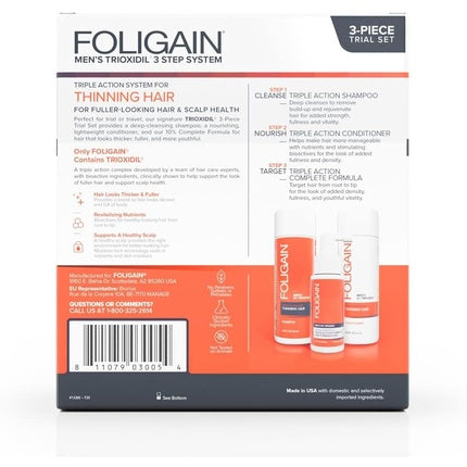 Foligain Triple Action Hair Loss System for Men with 10% Trioxidil