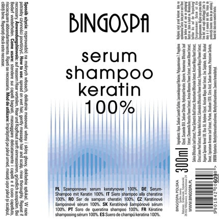 Bingospa Serum Shampoo with Keratin for Hair Loss and Split Ends 300ml