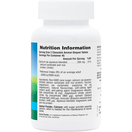 NaturesPlus Animal Parade Calcium Children's Chewable Natural Vanilla Flavour 90 Chewable Tablets