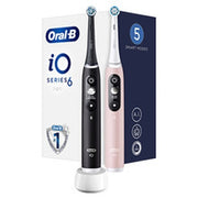 Oral B Io6 Series Duo Pack Electric Toothbrush Black And Pink Sand Extra Handle 2 Pieces