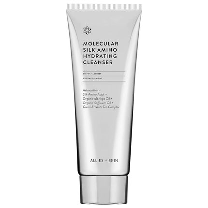 Allies of Skin Molecular Silk Amino Hydrating Cleanser with Hyaluronic Acid, Ceramides, Safflower & Moringa Oils 100ml/2.4oz