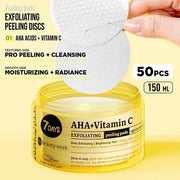 7Days Skincare Exfoliating Pads Face Care Cleanser with Glycolic Acid, AHA and Vitamin C Pigmentation Treatment Exfoliator Vit C 1 count