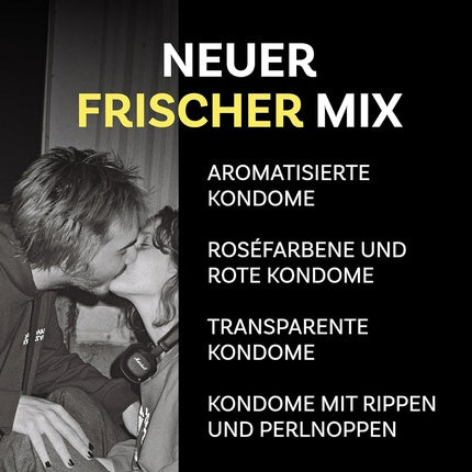 BILLY BOY Condoms Sensual Variety 20 Pack Wide Fit Condom Mix 56mm with Gentle Colors and Ribbed Condoms Pack of 20