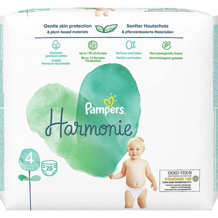 Pampers Harmonie Pure Nappies Size 4 28 Count - Pack of 28