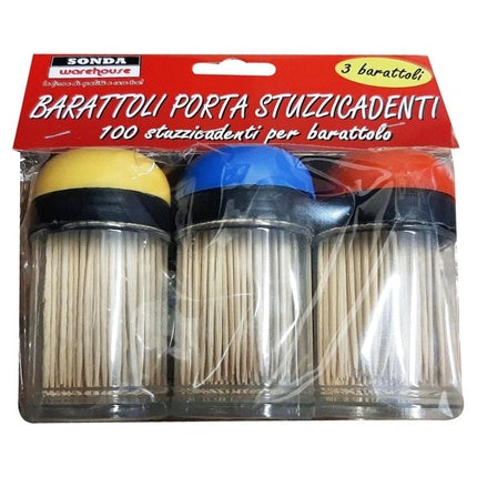 Stuzzicadenti 100 Pcs Dispenser x 3 Pcs Sonda Toothpicks