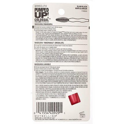 Maybelline Volum' Express Pumped Up Colossal Washable Mascara 214 Glam Black 0.33 fl. oz. (9.7 ml)