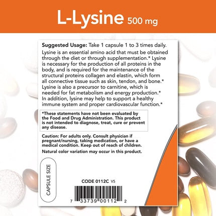 Now Foods Lysine 500mg 250 Capsules
