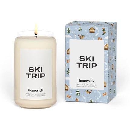 Homesick Premium Scented Candle Ski Trip Scents of Frosted Air Warm Amber Cinnamon 13.75 oz 60-80 Hour Burn Gifts Soy Blend Candle Home Decor Relaxing Aromatherapy Candle