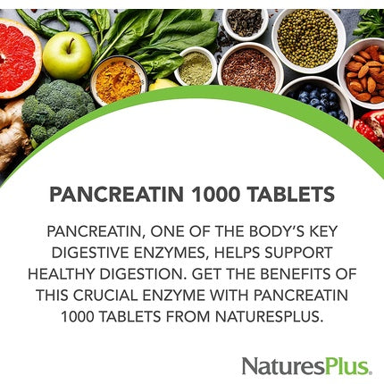 NaturesPlus Pancreatin 1000mg Natural Digestive Enzyme Supplement 60 Tablets