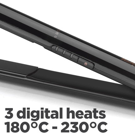 BaByliss Rose Lustre Hair Straighteners with Ceramic Plates for Smooth Everyday Styling 3 Heat Settings 180°C - 230°C Black