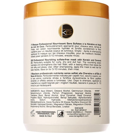 KERAGOLD PRO Hair Mask for Dry Dull/Frizzy Hair without Sulfates 1000ml