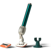 Fler The Razor Starter Set - Women's Razor with Replaceable Razor Heads and Holder, Includes 2 Replacement Blades - Unisex Razor with Aloe Vera, Vitamin E - Pine Green
