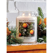 Village Candle Winter Clementine Scented Candle in Glass Large 602ml White 21.25 oz.