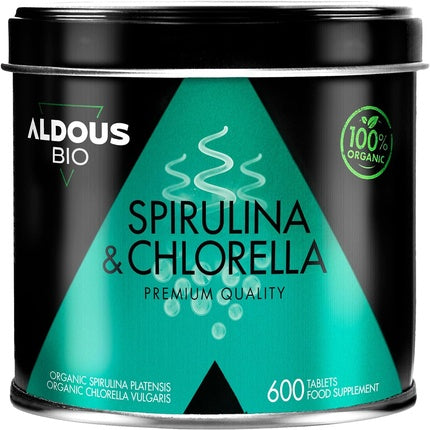 Bio Spirulina Chlorella Tablets for 100 Days 600 Tablets 3000mg per Daily Dose Vegan Satisfying DETOX Vegan Protein No Additives Officially Certified Organic