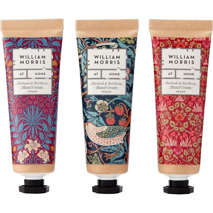 William Morris at Home Patchouli & Red Berry Hand Cream Gift Set Collection with Shea Butter and Essential Oils 6 x 30ml