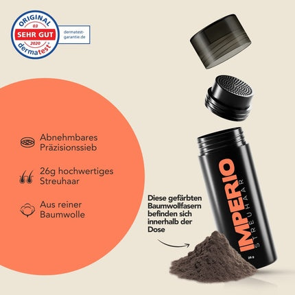 Imperio Hair Thickening Litter for Authentic Look 100% Natural Premium Salon Deluxe Black