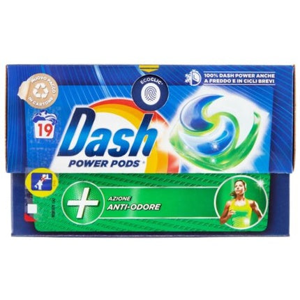 Dash Pods Power Ecodosi Laundry Detergent 19pcs Anti Odor