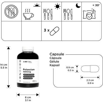 Kalium 1000mg Potassium Citrate 240 Vegan Capsules