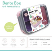 Melii Bento Box with Removable Divider Pink Purple Gray 1.2L