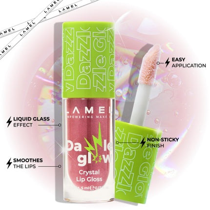 Lamel Dazzle Glow Crystal Clear Lip Gloss - Hydrating Non-Sticky Lip Gloss