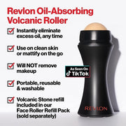 Revlon Oil Absorbing Volcanic Face Roller Reusable Facial Skincare Tool & Massager Matte Finish Unisex 1 Count