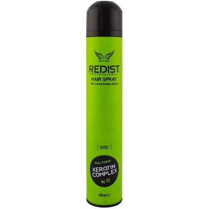 Redist Hair Spray Keratin Complex 400ml Full Force Ultra Strong Hold Hairdressing Supplies Hair Styling and Care for All Hair Types for Men and Women