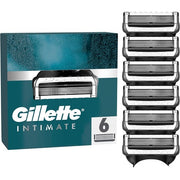 Gillette Intimate Razor Blades 6 Replacement Blades for Men's Wet Shavers with Improved Glide Strips for Gentle Application and Shower Hanger for Easy Storage Dermatologically Tested Pack of 6