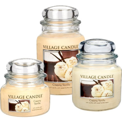 Village Candle Creamy Vanilla Scented Candle 11oz - Small Ivory Jar