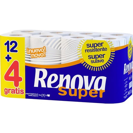 Renova Super Prom Toilet Paper 16 Rolls White 16 Count