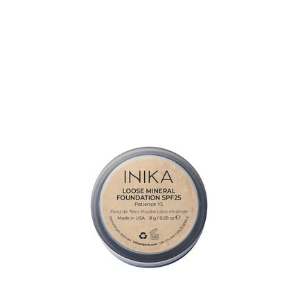 INIKA Organic Mineral Powder Foundation with SPF 25 Vegan Makeup Buildable Coverage Flawless Radiance & Glow Blemish Coverage Cruelty Free Sustainable Packaging Patience 8g 0.28 Ounce