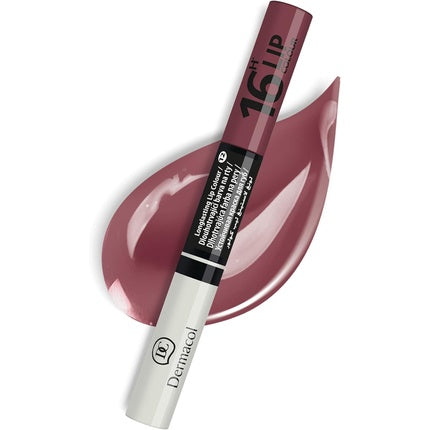 Dermacol 16-Hour Lip Colour Highly Pigmented Glossy Lip Stain Two-Phase Lip Plumper Gloss Kissproof Lip Makeup Products Matte and Glitter Finish No.12 Brown-Purple Lip Gloss 7.1 mL