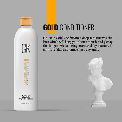 GK HAIR Global Keratin Gold Conditioner 8.5 Fl Oz/250ml Hair Moisturizing Shine and Protection With Argan Oil Shea Butter Natural Oils All Hair Types